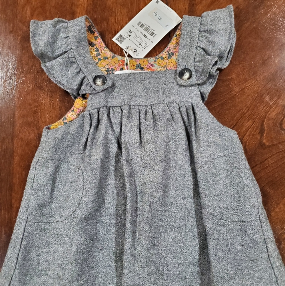 Zara 12-18 gray pinafore dress